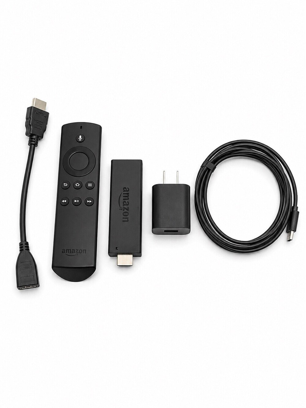 Amazon Fire TV Stick 2nd Gen Alexa Voice Remote HDMI Extender Power Cable Bundle
